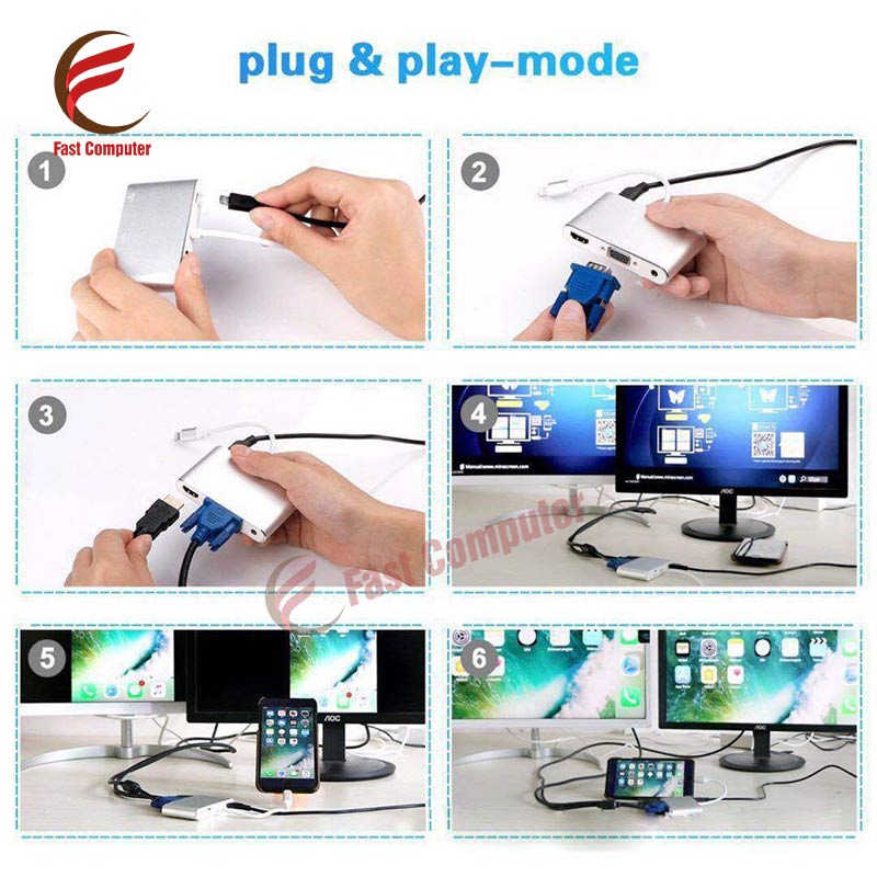 cap lightning to hdmi vga audio av x6l 2 8